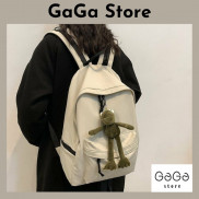 Balo unisex đi học, ba lô vải đi học. Balo trơn luo mạc bên hong