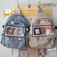 Balo nữ đi học, balo ulzzang chất vải dù chống thấm. Balo trong suốt well