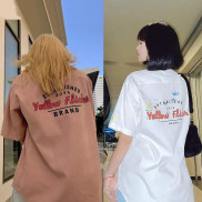 Áo sơ mi nữ SAM CLO cổ bẻ tay ngắn có túi dáng ulzzang freesize form rộng HÌNH YELLOW FLICKER BRAND