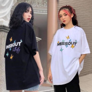 Áo thun tay lỡ nữ freesize phông form rộng dáng Unisex - Ulzzang mặc cặp, nhóm, lớp in hình BƯỚM MISSOUT BUTTERFLY