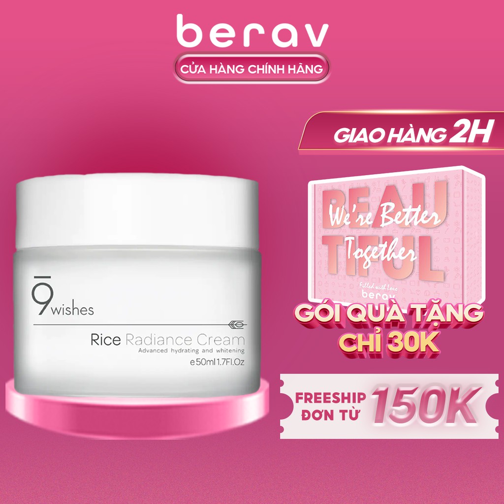 Kem dưỡng ẩm trắng da chiết xuất gạo 9Wishes Rice Radiance Cream 50ml