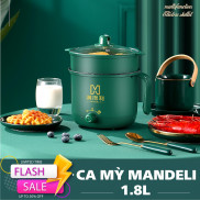 Nồi Lẩu Điện Mini, Nấu Mì 2 Tầng Kèm Giá Hấp Đa Năng Nướng, Luộc ,xào nấu cháo Dung Tích 1.8L