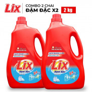 Combo 2 chai nước giặt Lix đậm đặc hương hoa 2Kg/ chai - Tẩy sạch cực mạnh vết bẩn