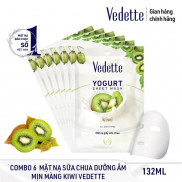 COMBO 6 MẶT NẠ GIẤY SỮA CHUA KIWI 22ml VEDETTE - LÀM ẨM & SÁNG DA - TPMY082