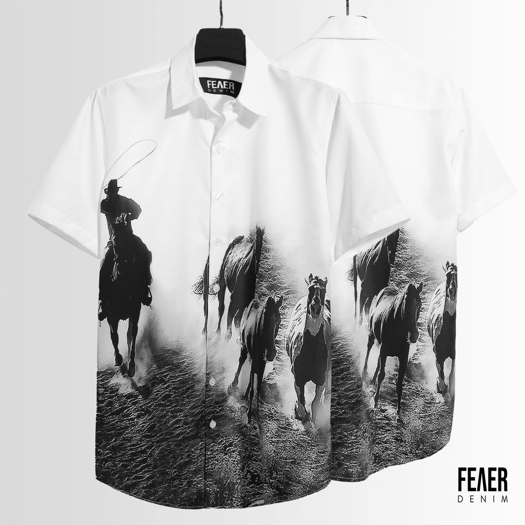 Áo sơ mi nam họa tiết FEAER DENIM chất lụa thoáng mát bền bỉ COWBOY