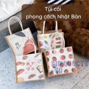 Túi cói túi xách có khoá kéo phong cách nhật bản