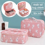Túi đựng mỹ phẩm đồ trang điểm ngăn tuỳ chỉnh nhiều hoạ tiết TMP12