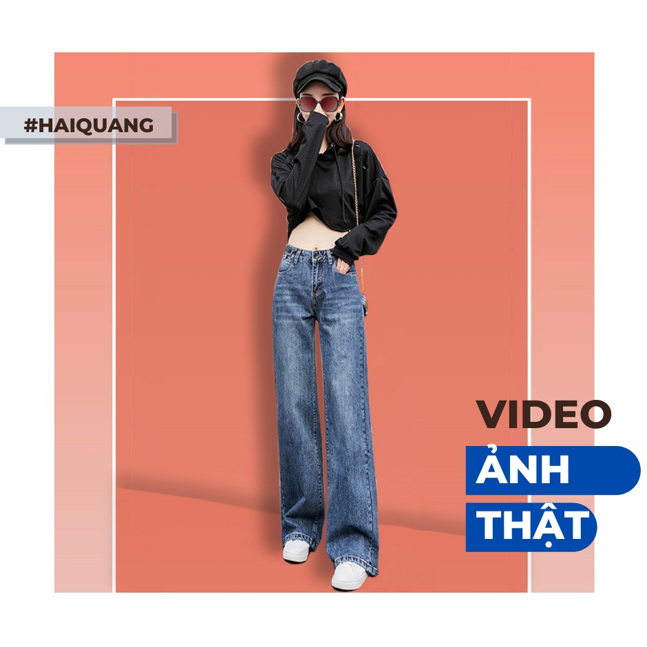 QUẦN JEAN NỮ ỐNG SUÔNG CẠP CAO QUẢNG CHÂU CHẤT ĐẸP CHUẨN DÁNG DÀI MÀU XANH