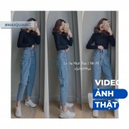 Quần baggy jean trơn cạp cao quảng châu MSHA ( có video -ảnh thật)