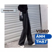 QUẦN BÒ ỐNG RỘNG, QUẦN JEAN ỐNG SUÔNG NỮ LƯNG CAO HAIQUANG DÁNG DÀI CHUẨN QUẢNG CHÂU -MÃ SUÔNG HQ11