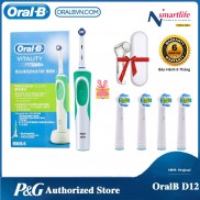 Bàn chải điện đánh răng tự động Oral-B D12 xanh lá  làm sạch răng, hạn chế viêm nướu kèm big combo quà
