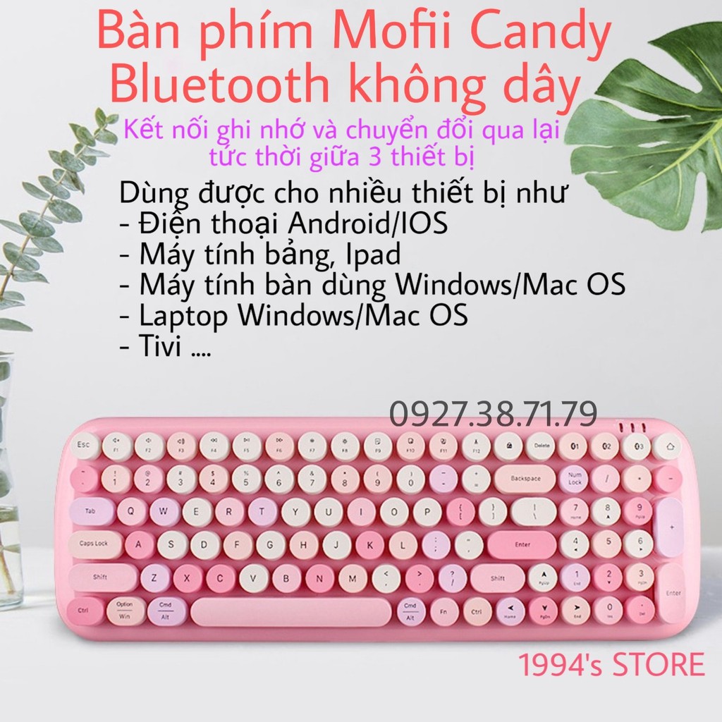 (CÓ SẴN) Bàn phím Bluetooth không dây MoFii Candy Bluetooth dùng cùng lúc 3 thiết bị - Chuột MoFii Bluetooth