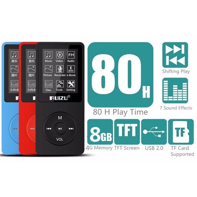 (CÓ SẴN) Máy nghe nhạc lossless Ruizu X02 bản 8Gb - Bản 2021 - Nghe nhạc, xem phim, xem ảnh, đọc Ebook, ghi âm ...