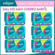 COMBO 6 gói băng vệ sinh Whisper Cánh dày ngày 40 miếng x6
