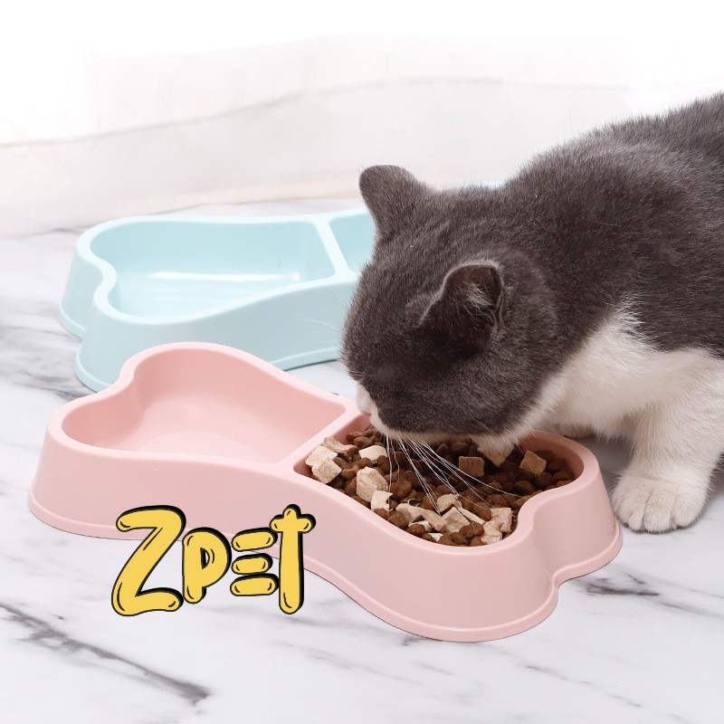 Bát ăn đôi chó mèo hình xương