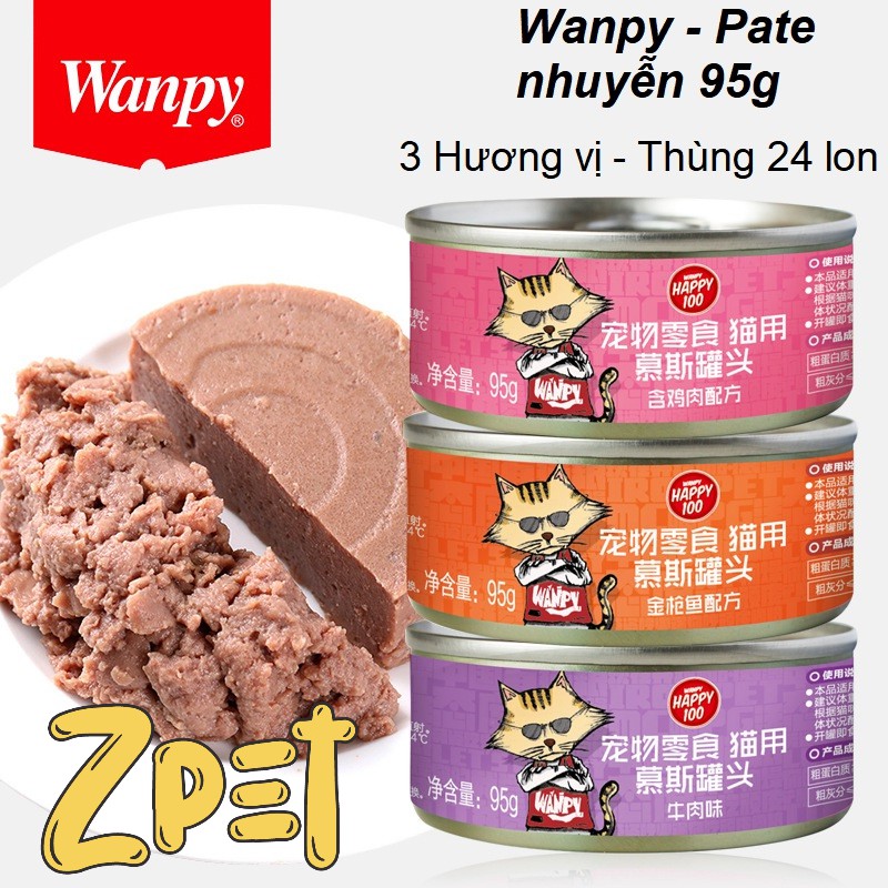 [Sỉ LH] Pate mèo dạng nhuyễn 95g - Wanpy Happy 100