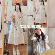 Váy babydoll hoa cúc ngắn tay Ulzzang, Váy hoa nhí dáng dài nữ - Xưởng May Hạnh Hồng