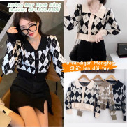 Áo croptop len ô trám dài tay ULzzang, Áo carigan Polo Hàn Quốc hàng Quảng Châu - Xưởng May Hạnh Hồng
