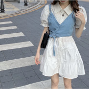 Set Đầm Trắng Kèm Áo Demin Siêu Xinh cực trẻ trung có ảnh và video quay thật - Xưởng May Hạnh Hồng