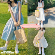 Váy 2 dây maxi dây buộc nơ vai tùy chỉnh du lịch, Đầm xoè hai dây Ulzzang - Xưởng May Hạnh Hồng