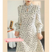 Váy hoa nhí vintage cổ bèo sang chảnh - Xưởng May Hạnh Hồng
