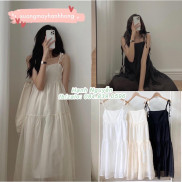 Đầm 2 dây xuông maxi, Váy 2 dây dài suông 3 tầng tùy chỉnh dây đi biển - Xưởng May Hạnh Hồng