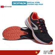 Giày chạy bộ thể thao nữ DECATHLON run active grip - xám/ san hô