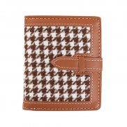 Ví Ngắn Cầm Tay Dáng Chất Liệu Da PU Họa Tiết Caro Sang Trọng Cho Phụ Nữ