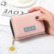 Ví Ngắn Nữ Có Dây Kéo Họa Tiết Hoa Mặt Trời Dễ Thương