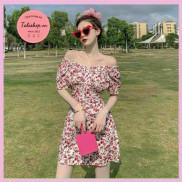 Váy hoa nhí trễ vai, Đầm ulzzang nữ mặc được 2 kiểu siêu hot