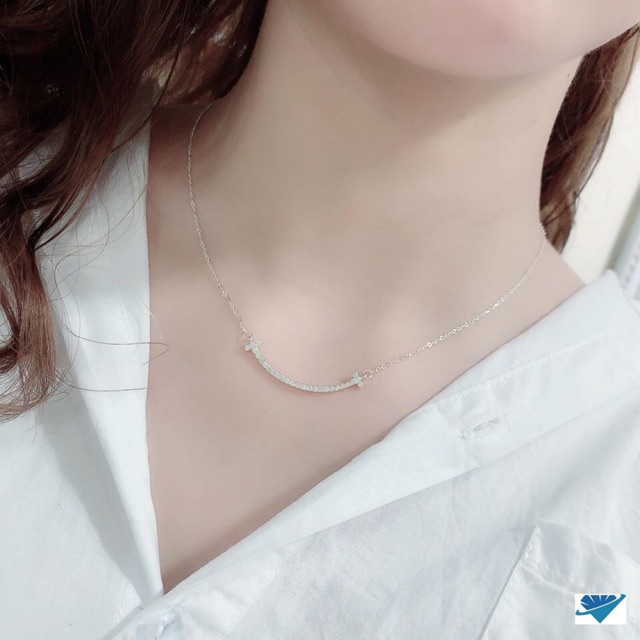 Dây chuyền nụ cười (smile) đính đá hót trend chuẩn bạc ta