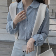 Áo Sơ Mi Nữ Tay Dài Sọc Caro Phong Cách Hàn Quốc 42541