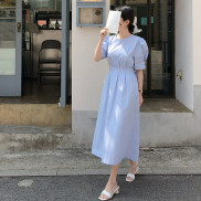 Đầm Tay Phồng Cổ Tròn Trơn Màu Xinh Xắn Dành Cho Nữ 42997