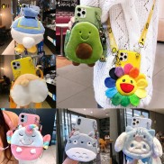Ốp Điện Thoại Kiểu Ví Hình Kỳ Lân / Totoro / Donald / Corgi / Hoa Hướng Dương / Quả Bơ Phối Dây Cho Iphone 7 8 6 6s Plus