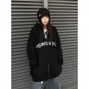 Áo Khoác Hoodie Zip In Hình Chữ Vòng Có Mũ Unisex Nam Nữ Form Rộng Ulzzang