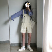 Yếm Quần Short Kaki Be Nữ Có Túi Ngực Fullsize Siêu Nữ Tính Ulzzang YQ07