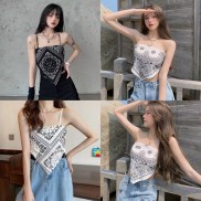 66HOAN15K0H_Hoàn 15k đơn 99k_Áo Croptop Nữ Kiểu Hai Dây Sexy Bandana Hở Lưng Họa Tiết AT59