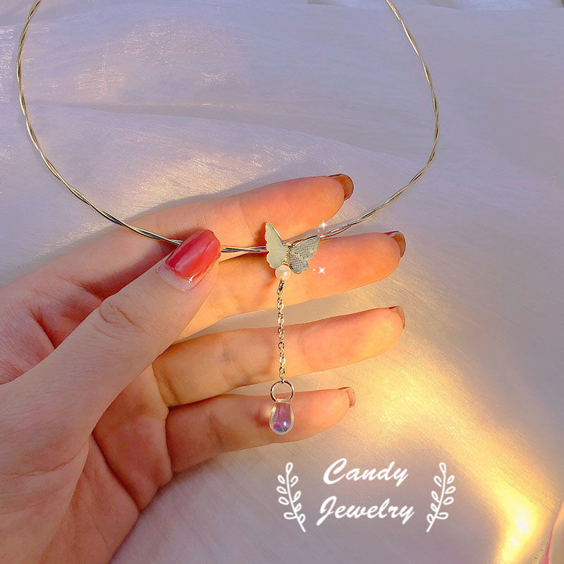Vòng Cổ Choker Hình Bướm Đính Ngọc Trai Sang Trọng Cho Nữ