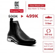 Giày nam cao cổ màu đen Chelsea boots da nguyên tấm đế tăng chiều cao DECI Bốt xít