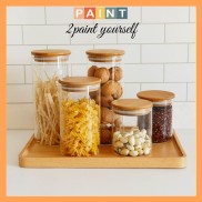 Lọ thủy tinh nắp gỗ, hũ thủy tinh decor, trang trí nhà bếp, dung tích 260-1200ml