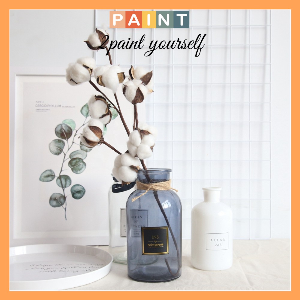 Cành bông gòn lớn 10 nụ, hoa khô trang trí, decor bình, lọ thủy tinh