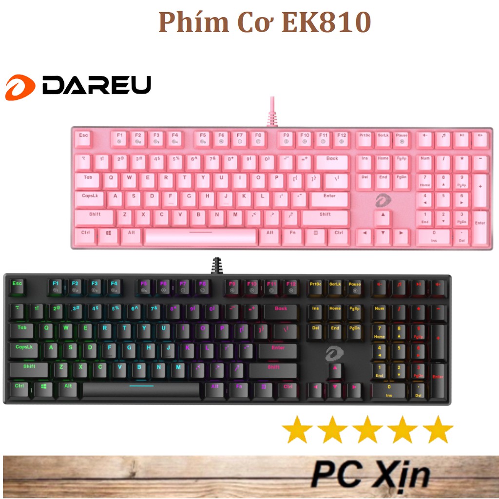  Bàn phím cơ Gaming DAREU EK810 104KEY Black / Pink - Bảo hành 24TH