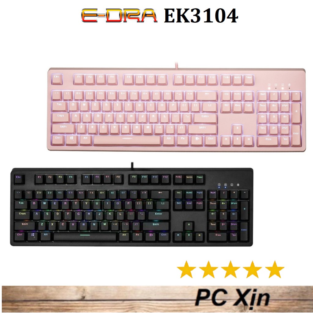  Bàn phím cơ E-DRA EK3104 RGB,Rainbow LED Black/ Pink