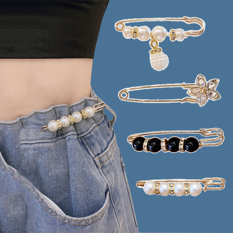 Trâm cài tùy chỉnh ống quần cố định lưng quần thời trang đính ngọc trai nhân tạo tiện dụng