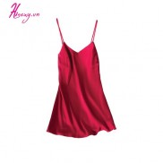 Váy Ngủ Nữ Hisexy Lụa Satin Trơn Dáng Xuông Liền Thân M03