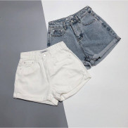  Quần short bò gập gấu vải không giãn cực chất