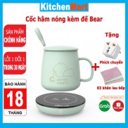 Bộ cốc hâm nóng đồ uống kèm đế và thìa Bear DRBD-A16B1 cốc sứ cao cấp và thìa inox - KitchenMart (Bảo hành 18 tháng)