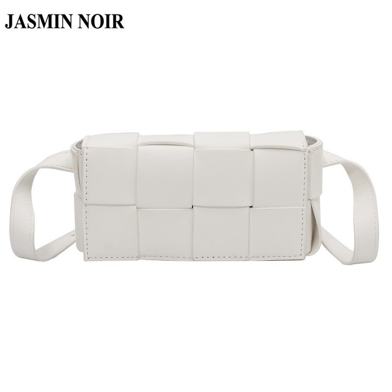 Túi đeo thắt lưng JASMIN NOIR nhỏ nhắn làm từ da PU thiết kế kiểu đan lát thời trang cho nữ