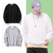 Áo Sweater Nam Nữ . Áo Nỉ Unissex Dài Tay cổ tròn Trơn Vải Cotton Da Cá Giữ Nhiệt STT1