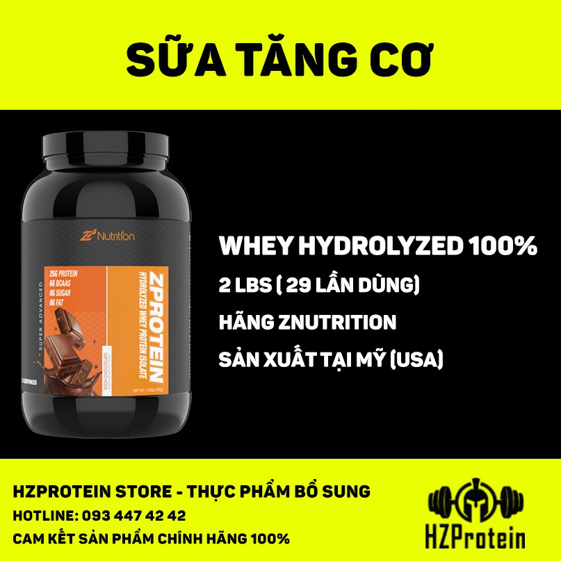 ZPROTEIN HYDROLYZED 100% - WHEY PROTEIN HYDROLYZED THỦY PHÂN SIÊU TINH KHIẾT (2 LBS)